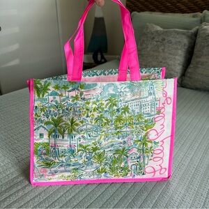 Lilly Pulitzer Pink and Green Map Print Tote